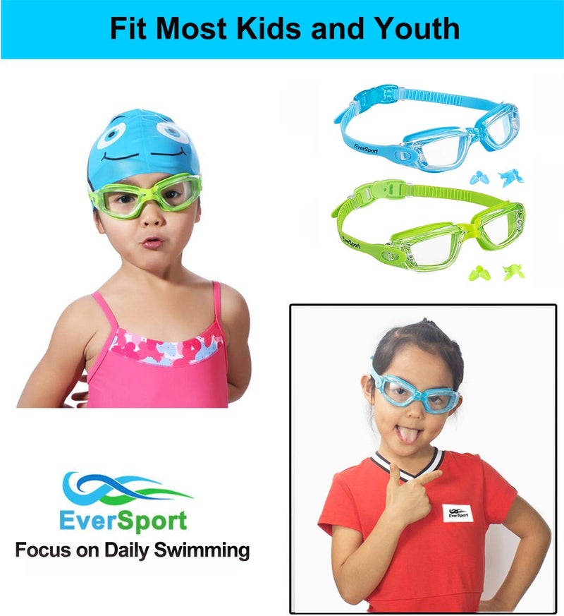 EverSport Kids Swim Goggles, Pack of 2 Swimming Goggles for Children Teens, Anti-Fog Anti-UV Youth Swim Glasses Leak Proof for Age4-16 - Image 5